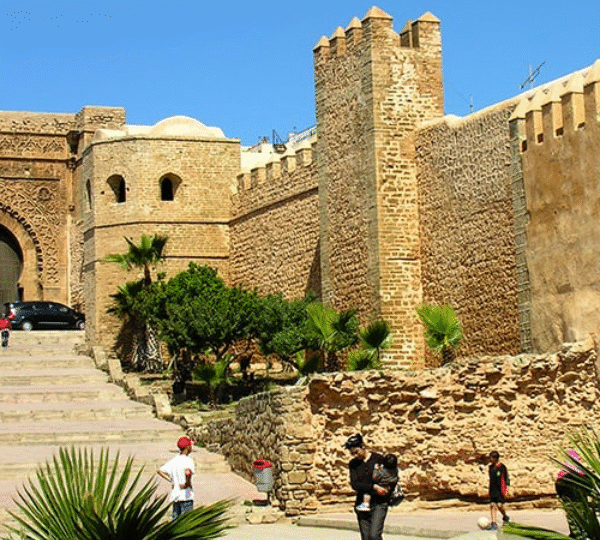 Kasbah des Oudaias blue and white buildings Rabat