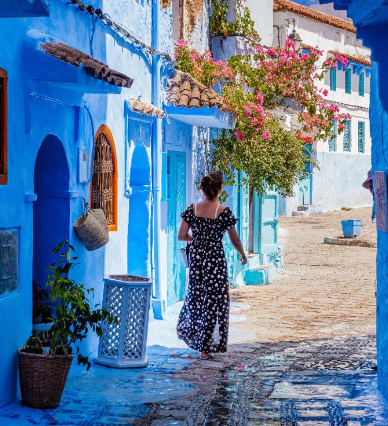 Blue streets of Chefchaouen in a 10 day Morocco itinerary